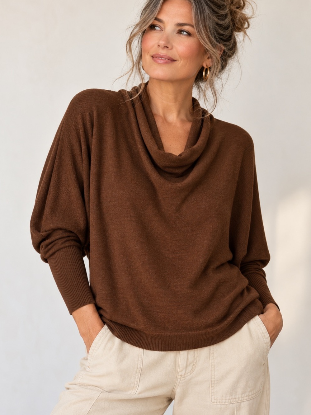 100% Extra Fine Merino Wool Cowl Neck Sweater